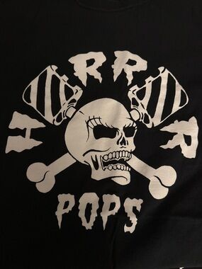 Horror Pops Graphic Tee with White Skull & Crossbones